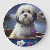 パドルにハバニーズ：風光明媚な冒険 ラージ壁時計 (正面)
