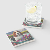 パドルにバセットハウンドドッグ：風光明媚な冒険 ストーンコースター (横)