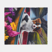 パドルにパピロン:風光明媚な冒険 フリースブランケット (正面(横))