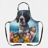パドルにブルーティックの犬:風光明媚な冒険 エプロン (正面)