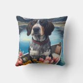 パドルにブルーティックの犬:風光明媚な冒険 クッション (裏面)