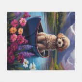 パドルにプードル：風光明媚な冒険 フリースブランケット (正面(横))