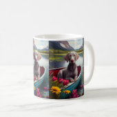 パドルにワイマラーナー：風光明媚な冒険 コーヒーマグカップ (正面右)