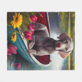 パドルにワイマラーナー：風光明媚な冒険 フリースブランケット (正面(横))