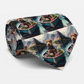 パドルに乗ったアイレデール犬:風光明媚な冒険 ネクタイ (ロール)