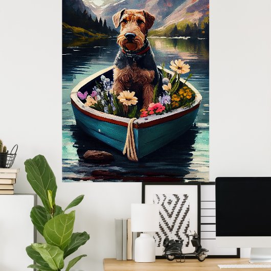 パドルに乗ったアイレデール犬：風光明媚な冒険 ポスター (ホームオフィス)