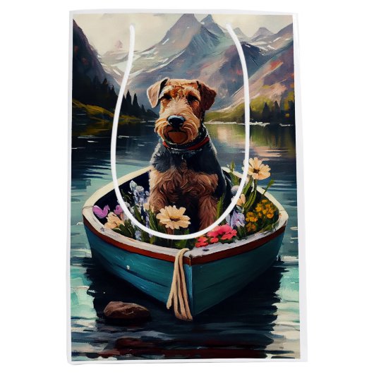 パドルに乗ったアイレデール犬：風光明媚な冒険 ミディアムペーパーバッグ (正面)