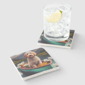 パドルに乗ったゴルデンドール：風光明媚な冒険 ストーンコースター (横)