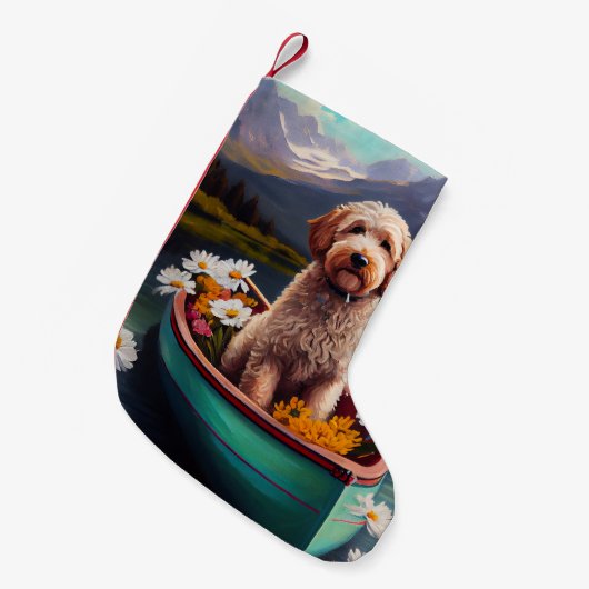 パドルに乗ったゴルデンドール:風光明媚な冒険 スモールクリスマスストッキング (正面 (吊り時))