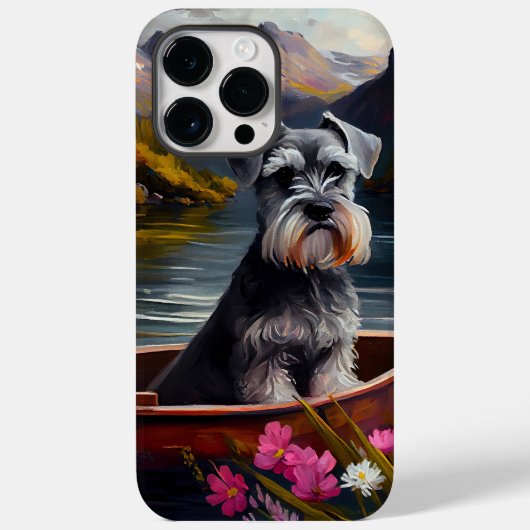 パドルに乗ったシュナウザー:景色を楽しむ冒険 Case-Mate iPhoneケース (裏面)