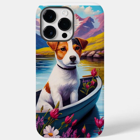 パドルに乗ったジャック・ラッセル: 景色を楽しむ冒険 Case-Mate iPhoneケース (裏面)