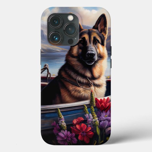 パドルに乗ったジャーマンシェパード：情景豊かな冒険 Case-Mate iPhoneケース (裏面)