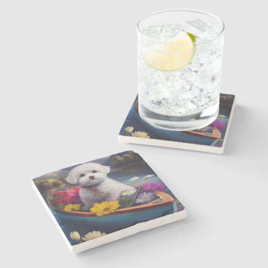 パドルに乗ったビコンフリーズ:風光明媚な冒険 ストーンコースター (横)