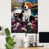 パドルに乗ったビーグル犬: 景色を楽しむ冒険 ポスター (ホームオフィス)