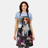 パドルに乗ったビーグル犬:風光明媚な冒険 エプロン (着用した状態)