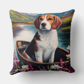 パドルに乗ったビーグル犬:風光明媚な冒険 クッション (裏面)