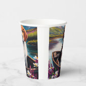 パドルに乗ったビーグル犬：風光明媚な冒険 紙コップ (右)