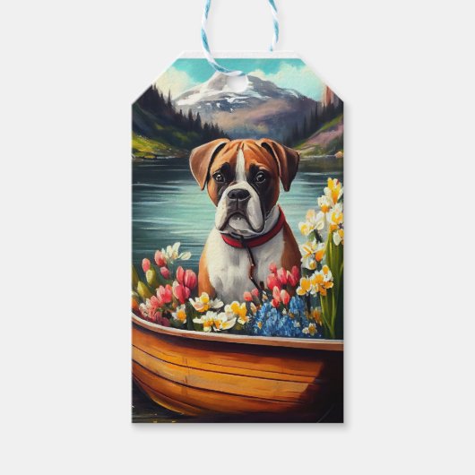 パドルに乗ったボクサー：風光明媚な冒険 ギフトタグ (正面)