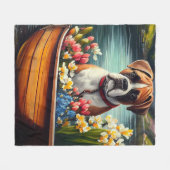 パドルに乗ったボクサー：風光明媚な冒険 フリースブランケット (正面(横))