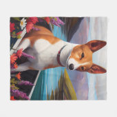 パドルに乗った馬船寺犬 – 風光明媚な冒険|過去記事 フリースブランケット (正面(横))