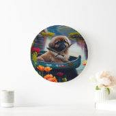 パドルに北京の花：風光明媚な冒険 ラージ壁時計 (ホーム)