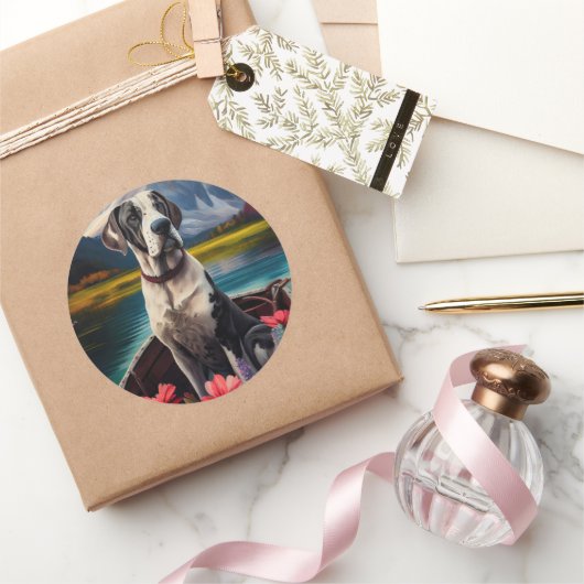 パドルに大きなドーン：風光明媚な冒険 ラウンドシール (ギフト)