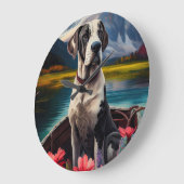 パドルに大きなドーン：風光明媚な冒険 ラージ壁時計 (傾斜)