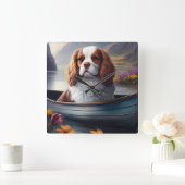 パドルに騎乗する騎士の王：風光明媚な冒険 スクエア壁時計 (ホーム)