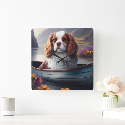 パドルに騎乗する騎士の王：風光明媚な冒険 スクエア壁時計 (ホーム)