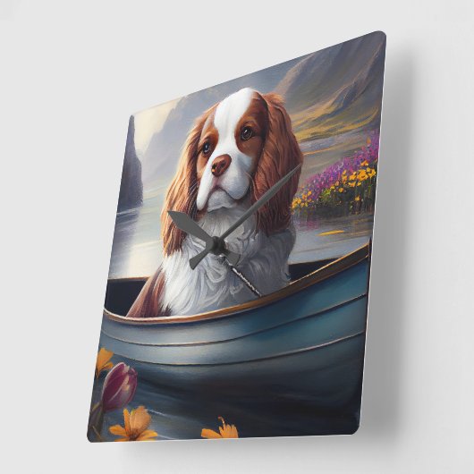 パドルに騎乗する騎士の王：風光明媚な冒険 スクエア壁時計 (傾斜)