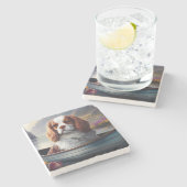 パドルに騎乗する騎士の王:風光明媚な冒険 ストーンコースター (横)