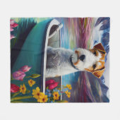 パドルの上のWirefoxテリア:風光明媚な冒険 フリースブランケット (正面(横))