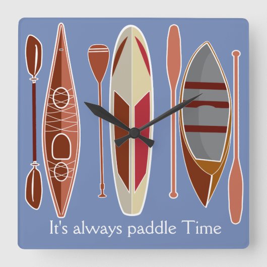 パドルの情熱 スクエア壁時計 (正面)