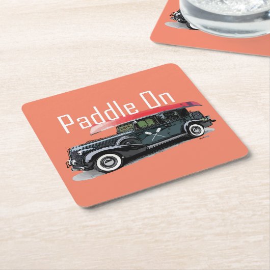 パドルオンクラシック車デザインスクエアコースター スクエアペーパーコースター (アングル)