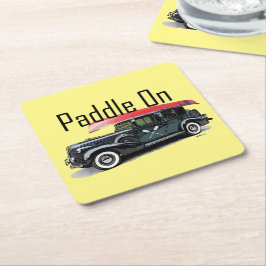 パドルオンクラシック車デザインスクエアコースター スクエアペーパーコースター