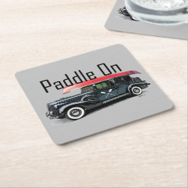 パドルオンクラシック車デザインスクエアコースター スクエアペーパーコースター
