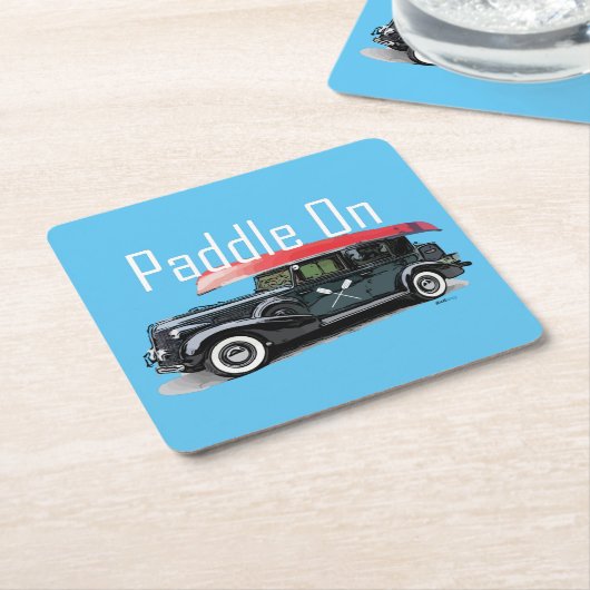 パドルオンクラシック車デザインスクエアコースター スクエアペーパーコースター (アングル)