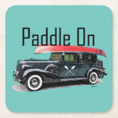 パドルオンクラシック車デザインスクエアコースター スクエアペーパーコースター (正面)