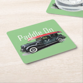 パドルオンクラシック車デザインスクエアコースター スクエアペーパーコースター