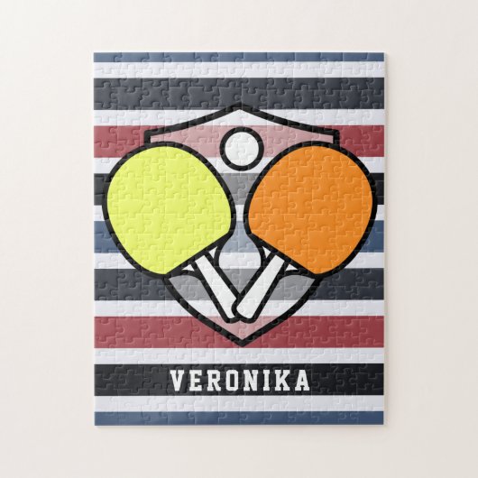 パドルカラフルテーブルテニスラケット&キッズ名 ジグソーパズル (縦)