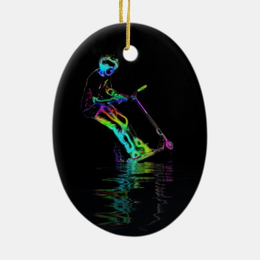 パドルジャンピング – スクーターChamp セラミックオーナメント (裏面)