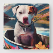 パドルピットブル：風光明媚な冒険 スクエア壁時計 (正面)