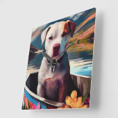 パドルピットブル：風光明媚な冒険 スクエア壁時計 (傾斜)