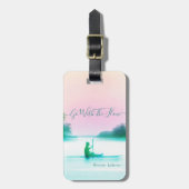 パドルボスタイリッシューディングSUPピンクブルーシースケープホテル ラゲッジタグ (正面縦)