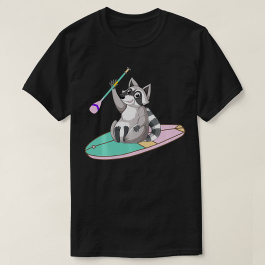 パドルボーディングおもしろいラクーン動物ヴィンテージパドル Tシャツ (デザイン正面)
