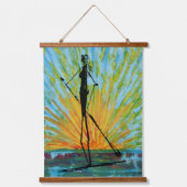 パドルボーディングガール&印象派バージョン 吊り下げ型タペストリー (正面2)