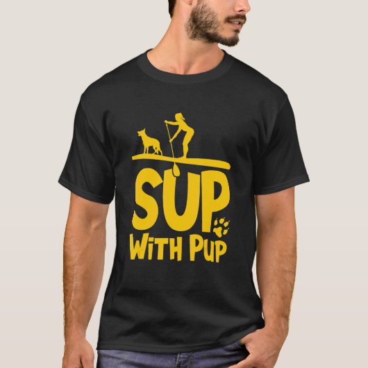 パドルボーディングドッグアップ付きSup Tシャツ (正面)