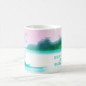 パドルボーディングSUP水色ピンクブルー沿岸 コーヒーマグカップ (中央)