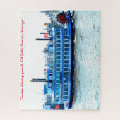 パドルボートミシシッピ。クリスマスの挨拶 ジグソーパズル (縦)