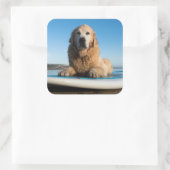 パドルボードに敷設されるゴールデンレトリバー犬 スクエアシール (バッグ)